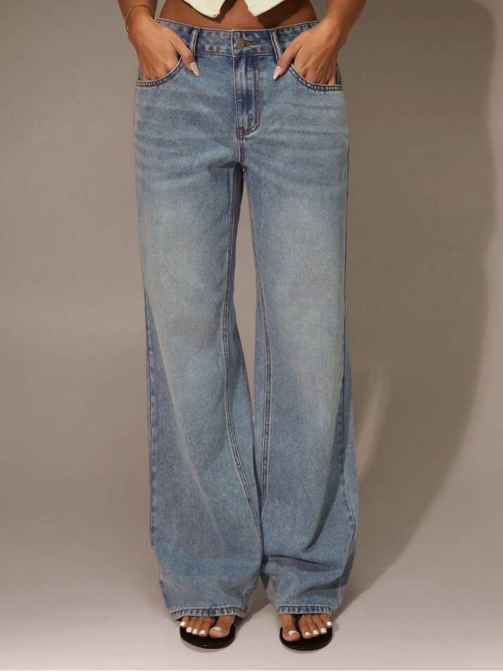 Forever 21 Light Blue Wide-Leg High-Rise Jeans